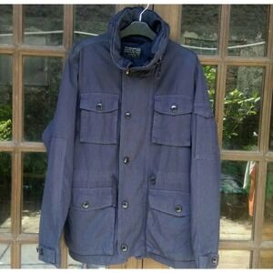 J.Crew Size M Medium Mens Navy Cotton Military Field Mechanic Jacket Hooded